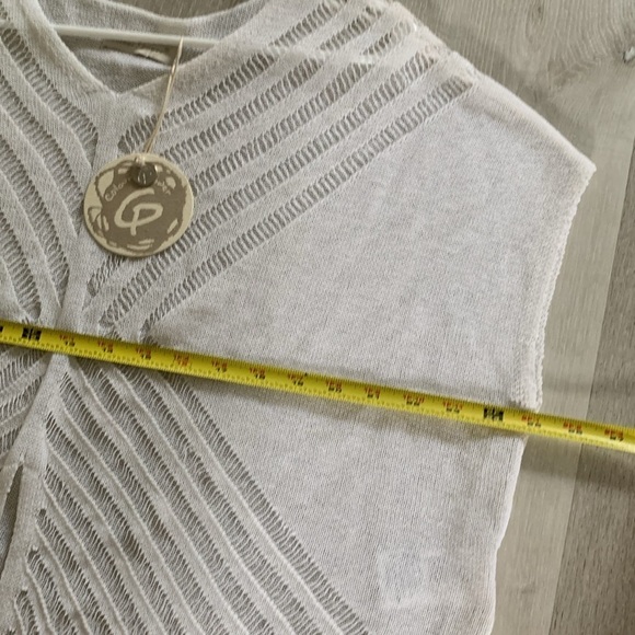 Colour 5 Power sweater jumper beige L‎ see through lightweight knit v neck linen - Picture 11 of 11